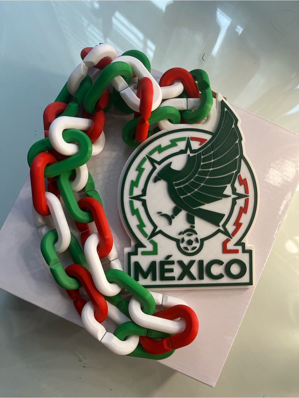 México Tricolor Chain Key & Card Holder - Red, White & Green
